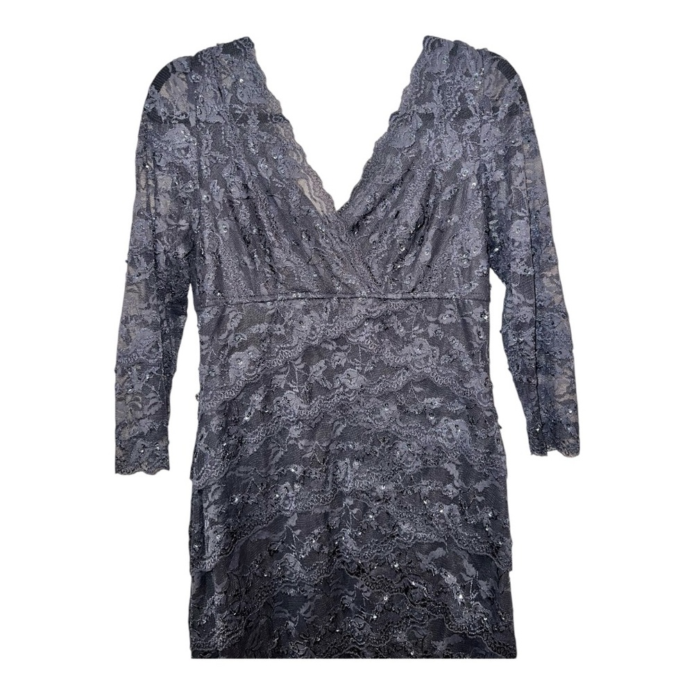 Cache Cocktail Dress Size 10 Gray lace Sequins & Beads EUC wore once - Picture 7 of 12